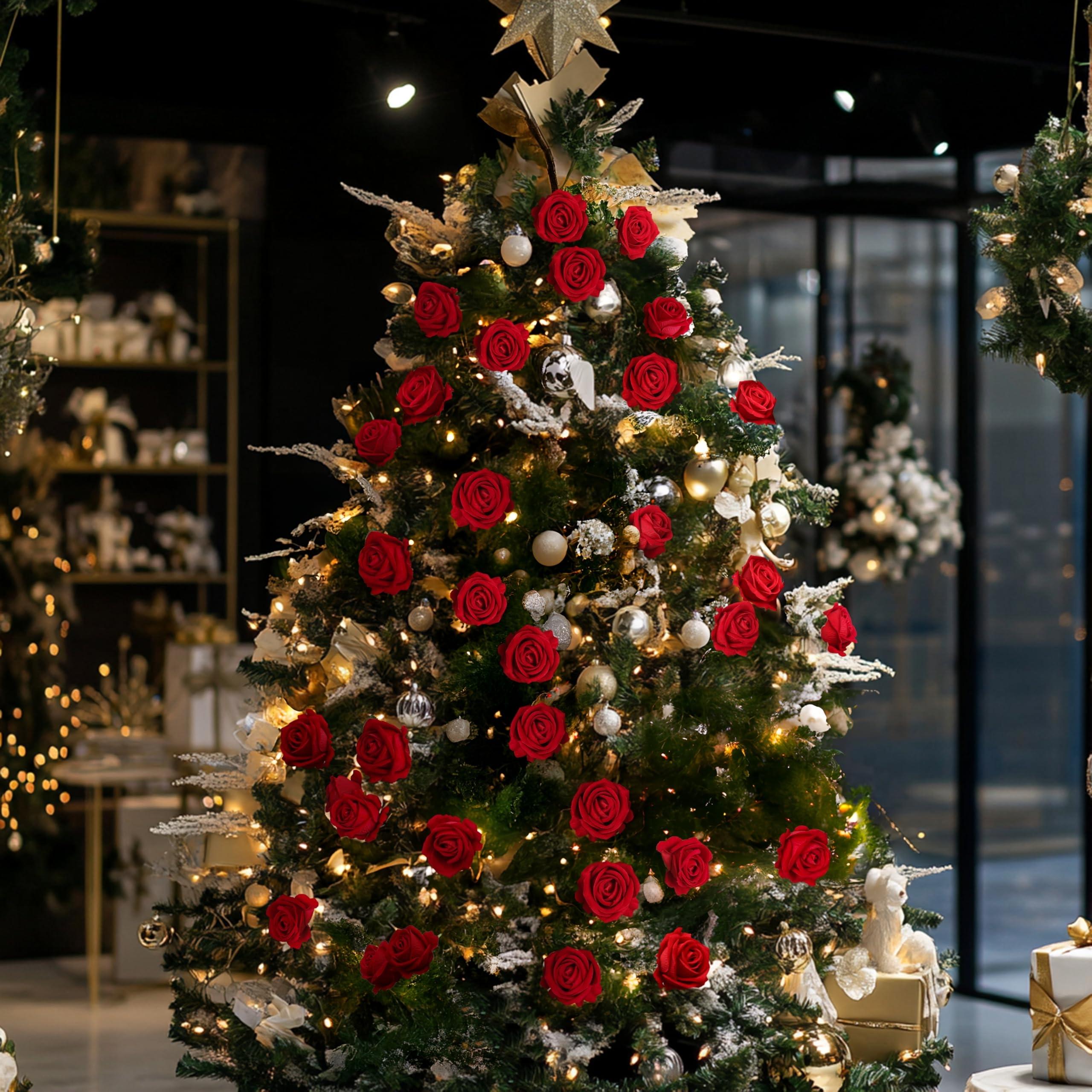 30pcs Realistic Long Stem Rose Bouquet, Perfect for Home Decor, Weddings, Anniversaries, Graduation, Mother's Day, Party Arrangements