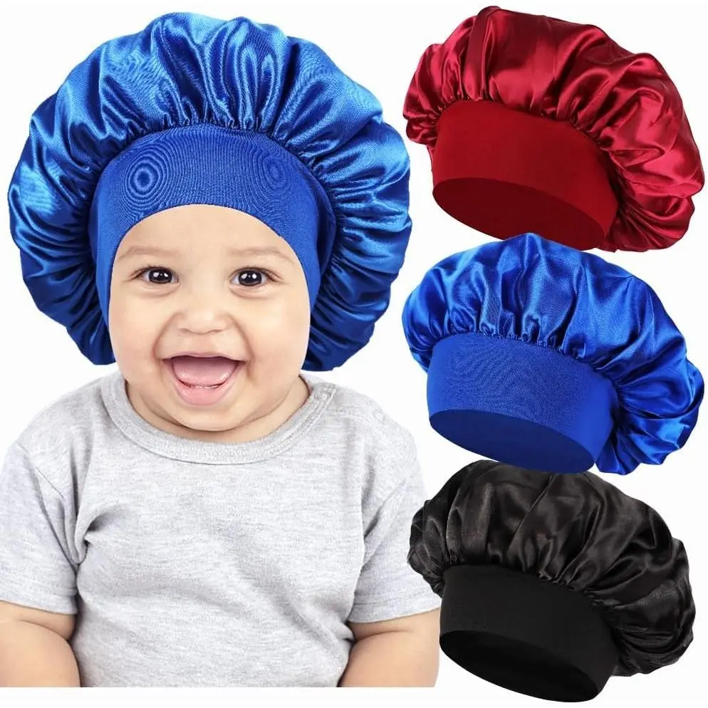 3 Pcs Silk Baby Bonnets for Sleeping, Soft Sleep Caps for Girls and BoysGift