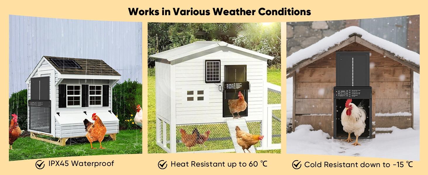 Solar-Powered Automatic Chicken Coop Door, Timer Function & Light Sensor, 4 Modes LCD Display, Anti-Collision Rainproof Aluminum Alloy Gate