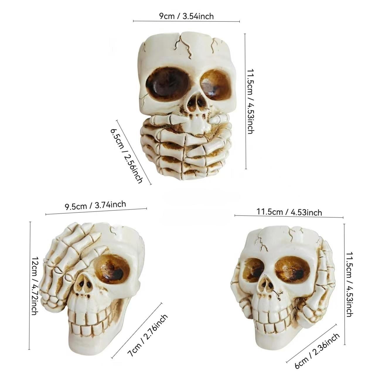 3-Piece Wall Hanging Skull Flower Pots, Decorative Resin Plant Holder, Gothic Room Decor, Vintage Inspired Home Decoration, Unique Wall Art