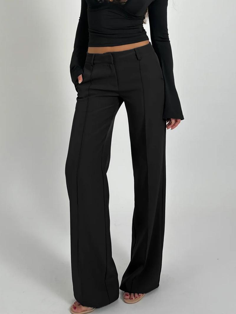 Women's Casual Fashion Suit Pants All Seasons, Plain Woven Fabric, Moderate Thickening, Fitted Style, Spring Wear