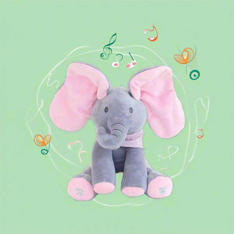 Cute Singing Elephant Plush Toy, Perfect Christmas Gift for Kids, Interactive Music Playing Elephant, Swinging Ears, Soft & Safe,30cm/11.18inch