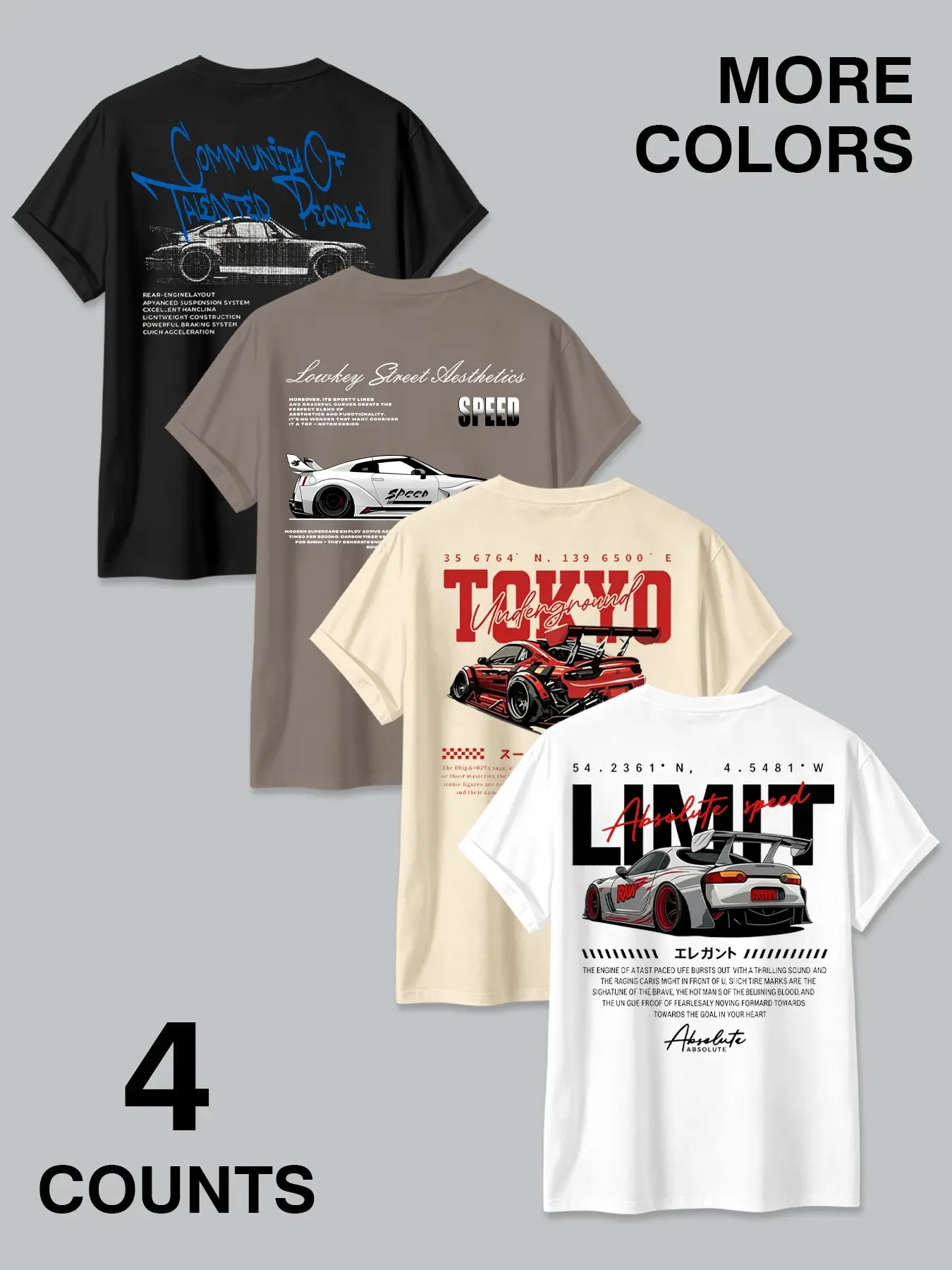 Jdm Car & Tokyo Street Aesthetic Classic Graphic Oversized T-Shirt, Menswear Racing Streetwear Casual Tee, Loose-Fitting Oversize Round Neck Top, All Seasons