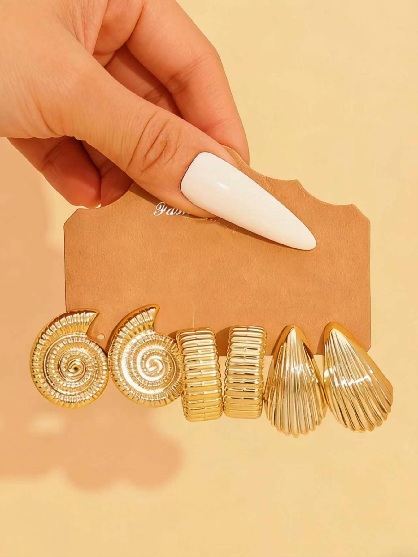 Fashion Earrings Set, Ccb Earrings Large Set, Shell Earrings, Conch Earrings, Ocean Set, C-Shaped Earrings, Teardrop Earrings