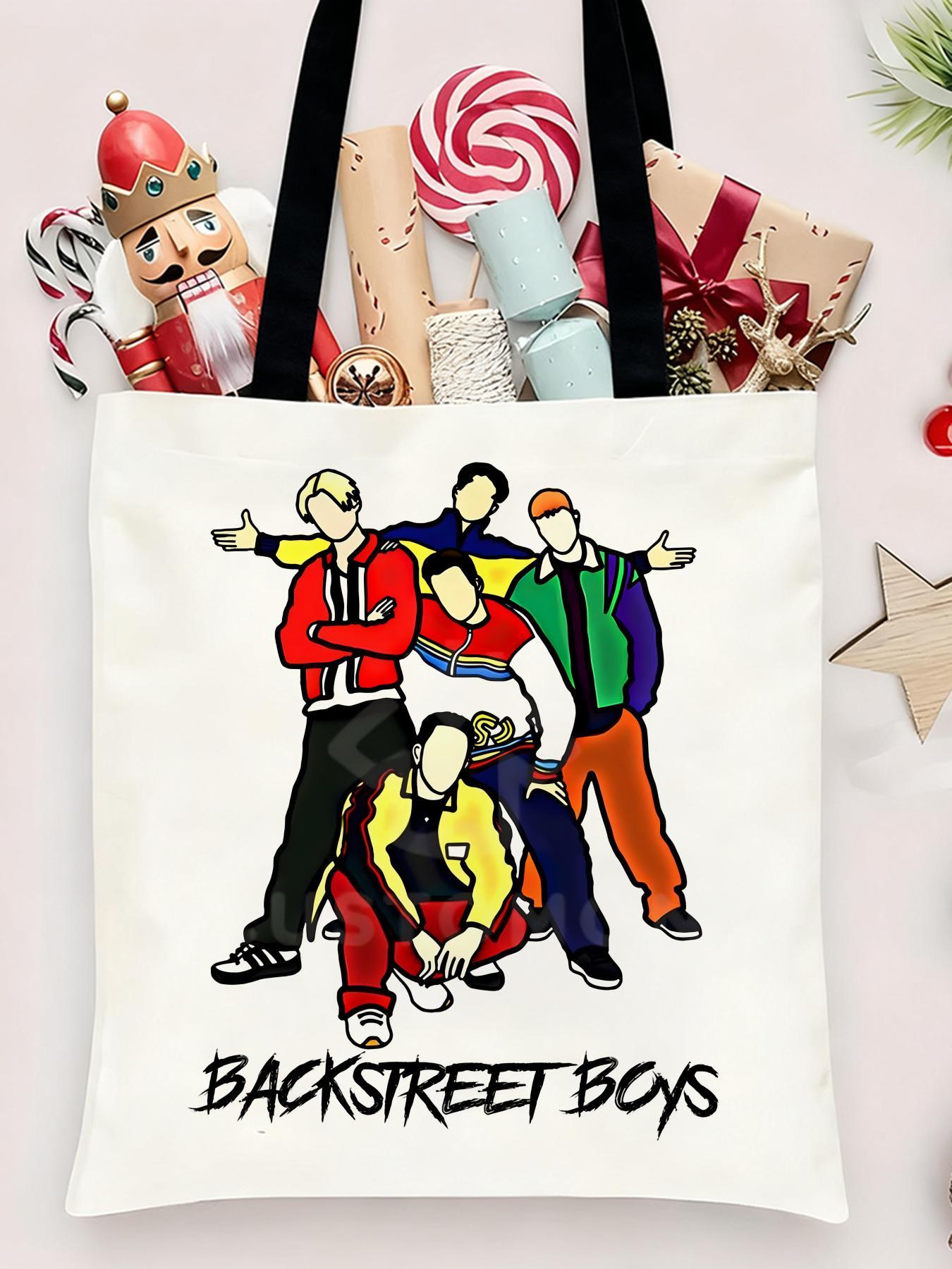 Backstreet Boys band Storage Bags Canvas Shopping Bag Christmas Party Tote Women's Handbag Festive Large Capacity Bag for Outdoor Picnic Party Travel Shopping Anime Crossbody Bags for Boys Girls Students Simple Tote