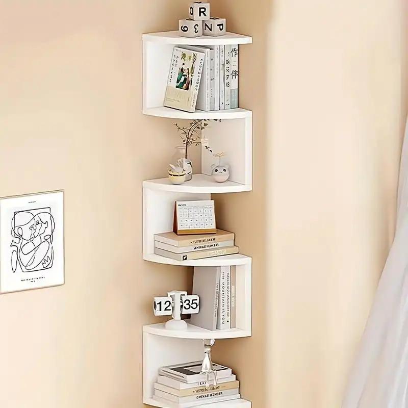 Home corner storage rack, wall triangular hanging storage shelf, corner divider, multi-level bookshelf for walls in kitchen, multi-layer wall-mounted storage, Wall Mounted Organizer