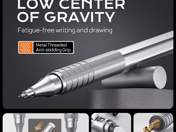 Nicpro 0.7mm Metal Mechanical Pencil Set MP1000 with 8 HB Refills 3 Erasers 9 Eraser Refills for Architect Art Drafting Drawing Engineering Sketching