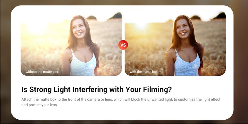 SmallRig Mini Matte Box Lite, DSLR Matte Box with Carbon Fiber Top Flag, for 67mm/72mm/77mm/82mm/95mm Lenses, for 4x5.65 Filter/Circular Filter - 3575