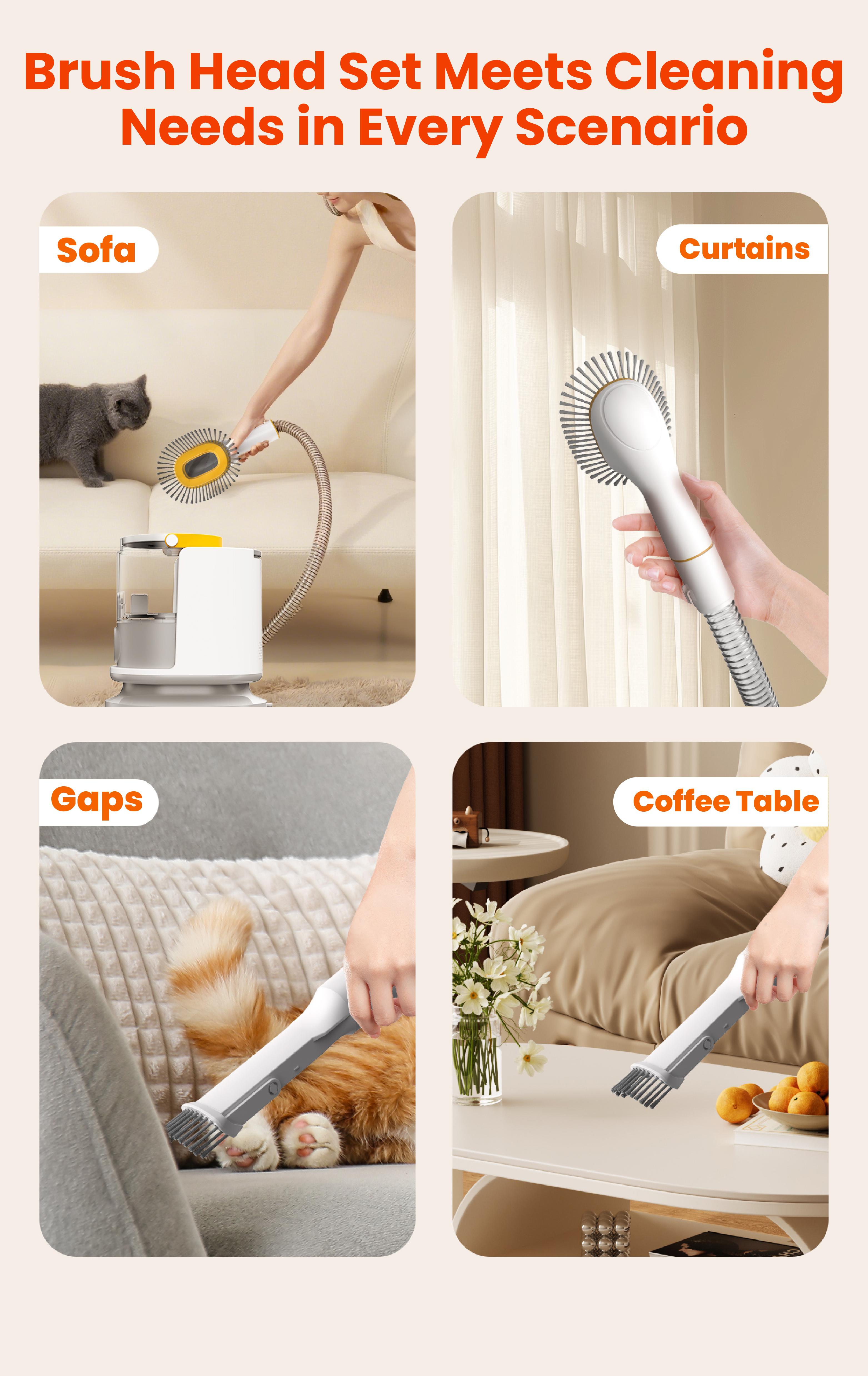 PUPPYOO 5-in-1 Pet Grooming Kit with 13000Pa Vacuum for Dogs & Cats, 1.5L Dust Cup, 4m Cord, Whisper-Quiet Operation, Adjustable Guard Combs, Hair Remover Roller