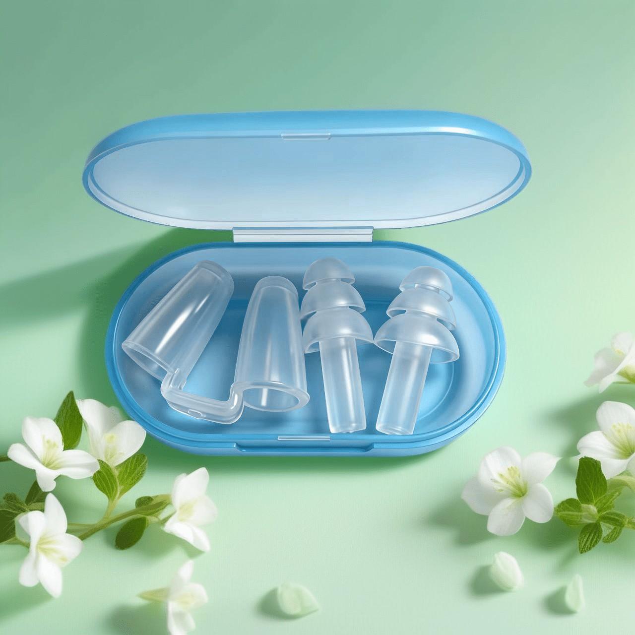 Swimming Nose Plugs and Earplugs Set, 2 Pcs Silicone Nose Clips, Adult Universal Size, Waterproof for Swimming, Kayaking, Diving