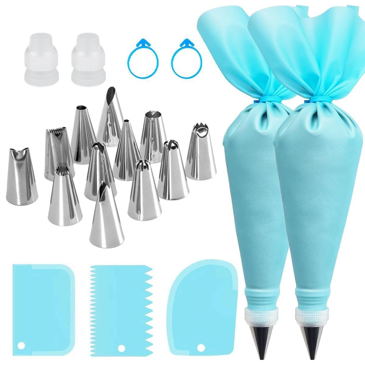 21-Piece Cake Decorating Tool Set, Baking Supplies, Silicone Icing Bags, Pastry Tips, Perfect for Halloween Christmas Thanksgiving