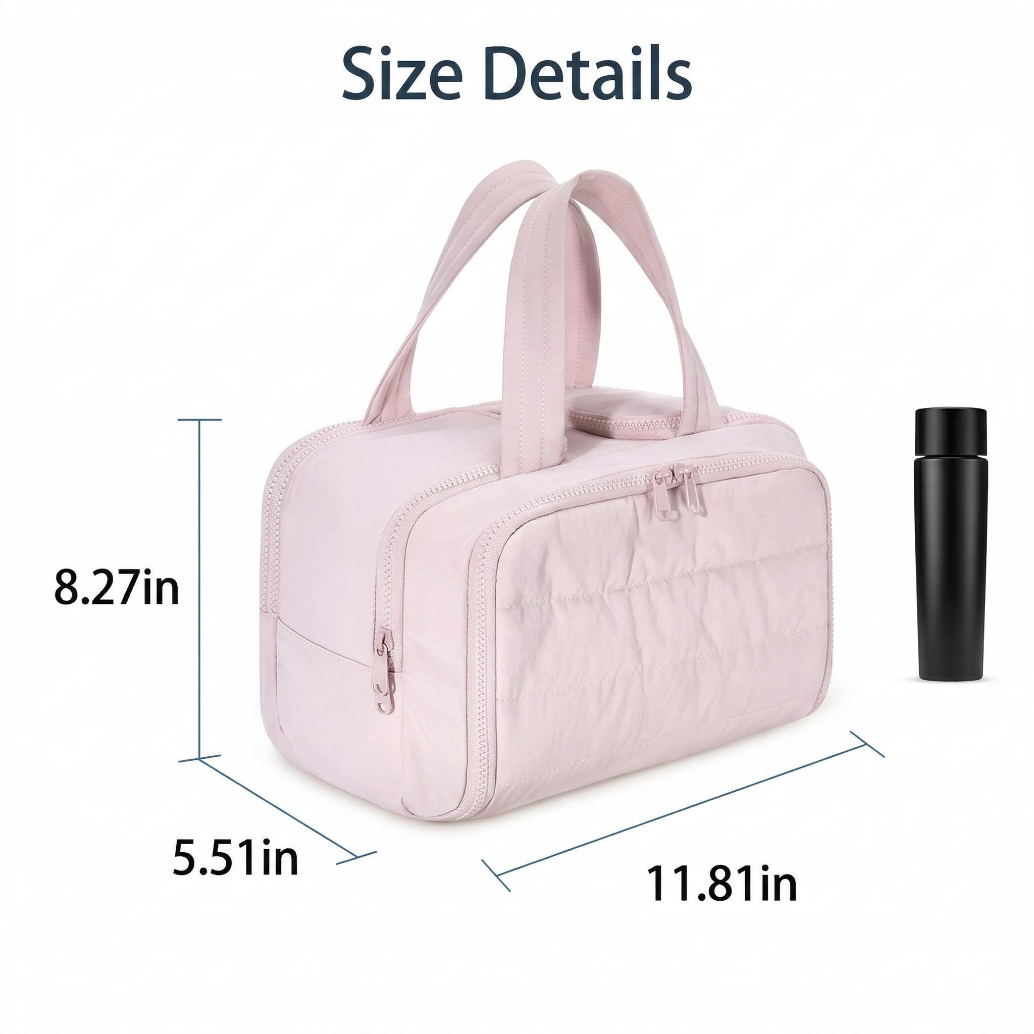 Large Capacity Quilted Toiletry Bag with 4 Multi-Compartments, Soft Padded Travel Cosmetic Organizer with Zip & Reinforced Handle, Aesthetic Makeup Pouch for Summer Use tiktokshopspringglowup Large Capacity Quilted Toiletry Bag with 4 Multi-Compartments, Soft Padded Travel Cosmetic Organizer with Zip & Reinforced Handle, Aesthetic Makeup Pouch for Summer Use tiktokshopspringglowup