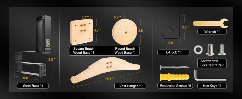 OneTigris Motorcycle gear Wall Mount – Wooden Gear Rack Display for Football, Ski Gear – Perfect Gift for Men