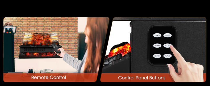 R.W.FLAME Electric Fireplace Log Heater,20" Fireplace Inserts with Crackling Sound,5 Flame Brightness,Heater 750W/1500W,Remote Control&Timer,Overheating Protection for Home and Office Decor