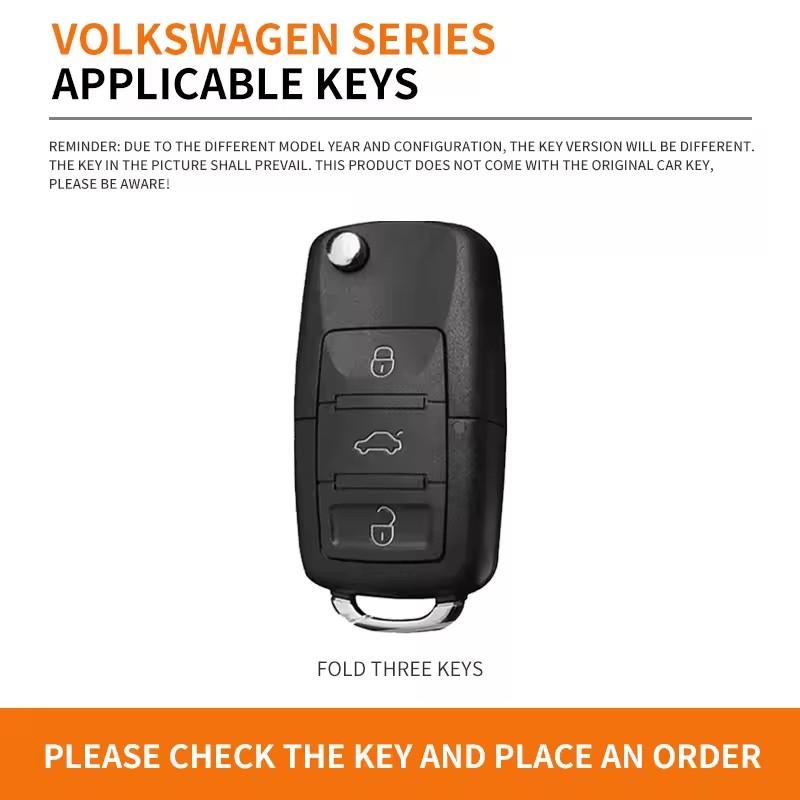 Zine Alloy Leather Car Key Case Shell Cover Bag Holder Keychain For VW Volkswagen Polo Tiguan Passat Golf Jetta Lavida Auto Key Protection Accessories Car Key Protector