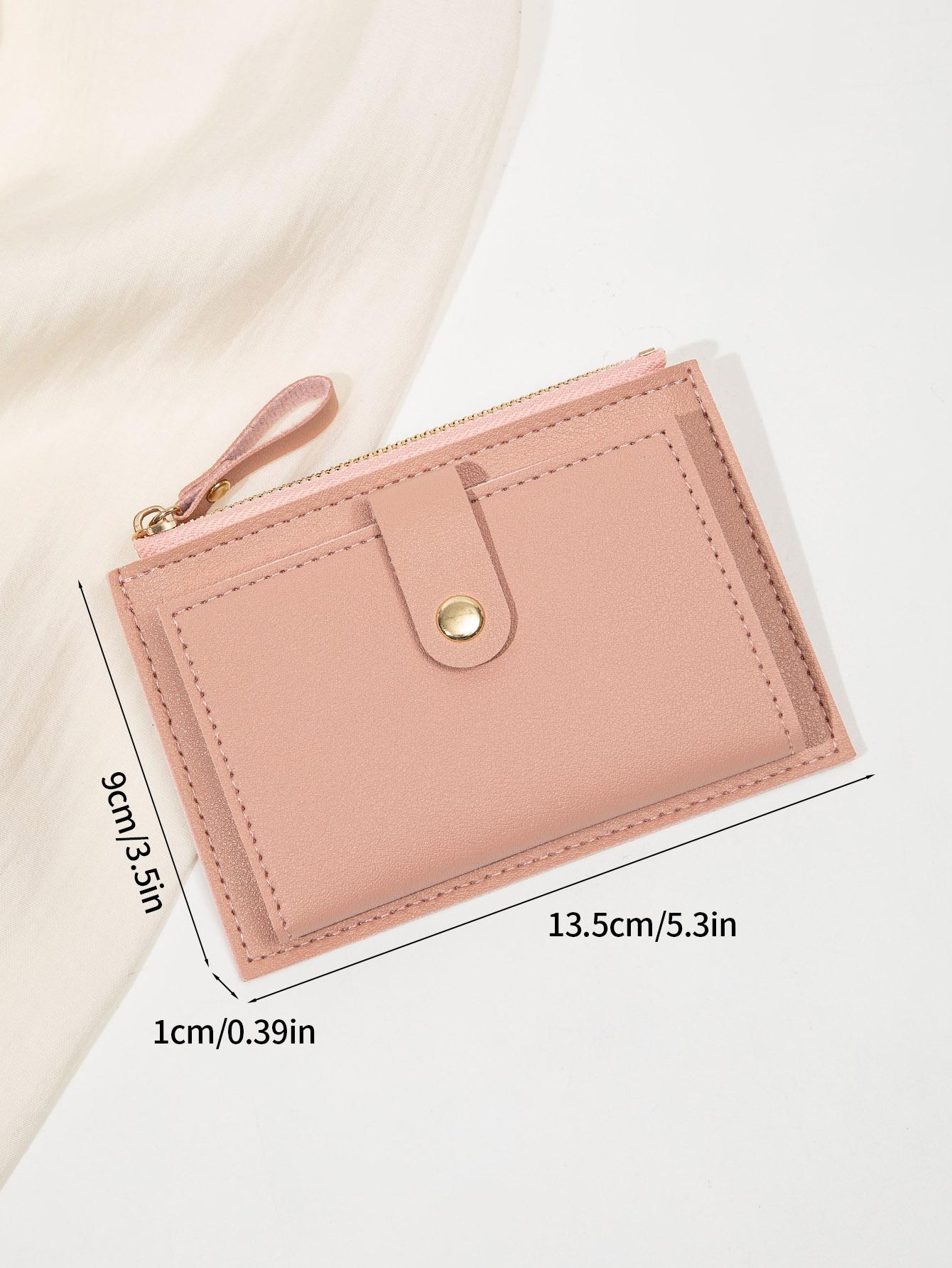 Women's Simple Style Plain Color Zipper Short Wallet, Casual Trendy Versatile High-quality Wallet, Fashionable Wallet for Daily Use, PU Leather Wallet