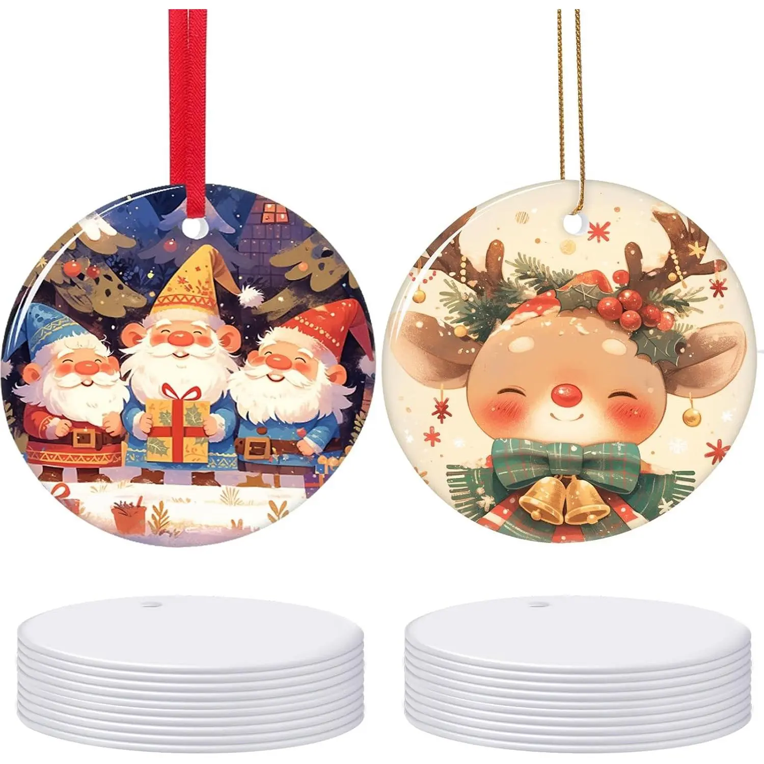 Sublimation Ornament Blanks 5 Inch 10 PCS Christmas Aluminium Round Decoration