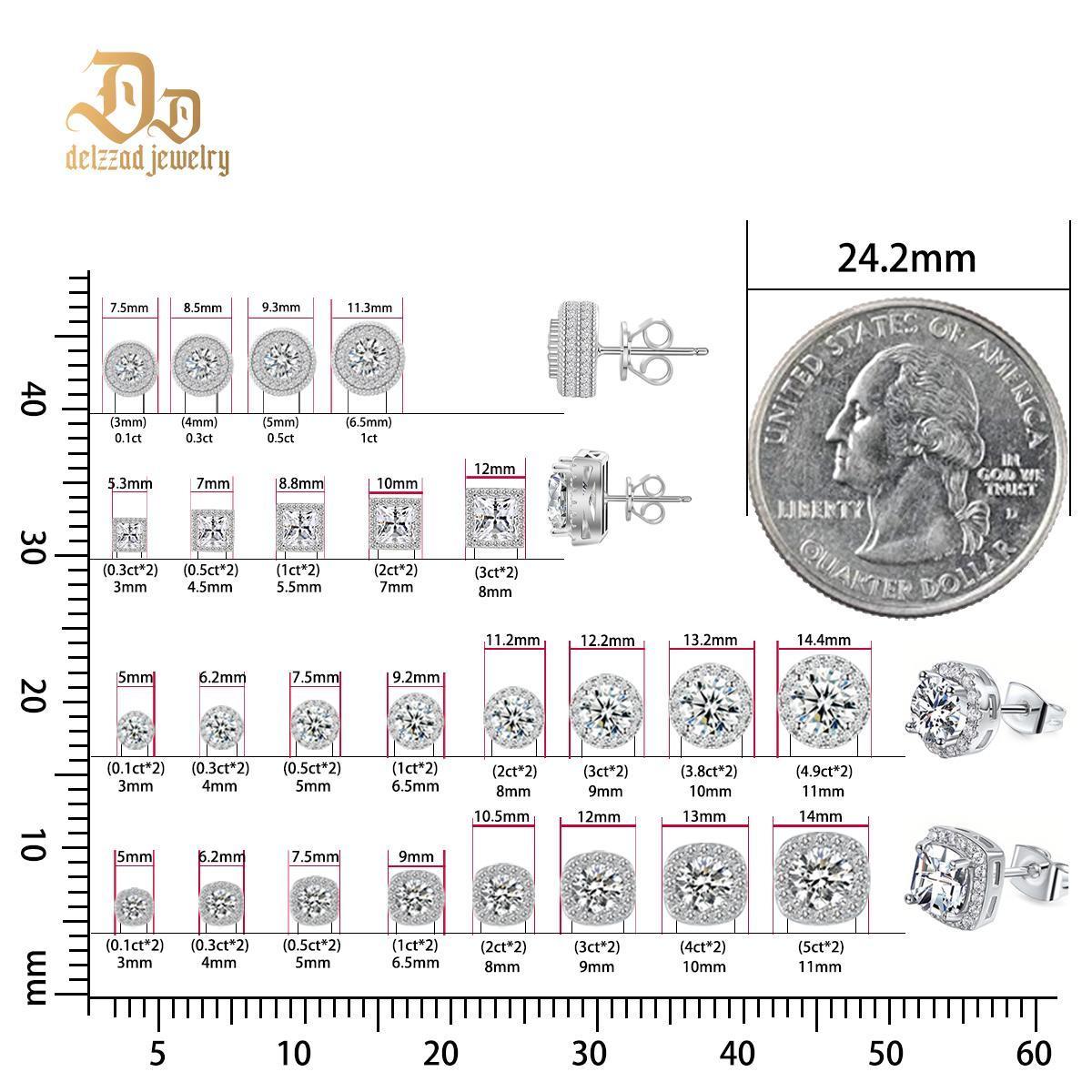 Delzzad 8 Styles Stud Earrings Synthetic Moissanite Stud Earring S925 Studs Perfect Birthday Anniversary Mother's Day Christmas Gifts for Men Women