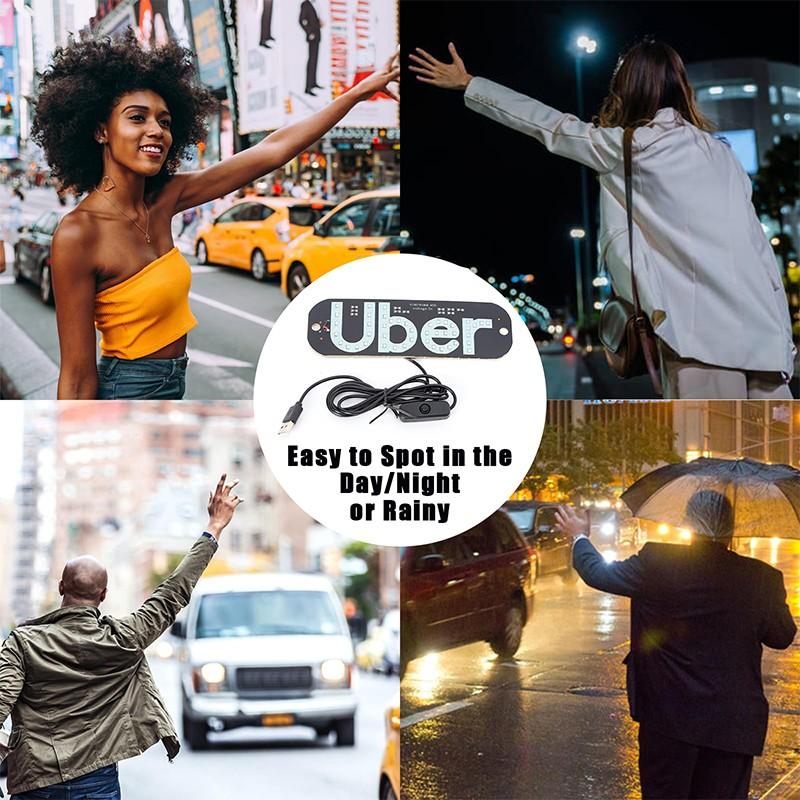 Uber Taxi Car Windshield LED Sign Light, USB Panel Sign Indicator Light with Suction Cup, Vehicle Accessories for Car, Taxi, Truck