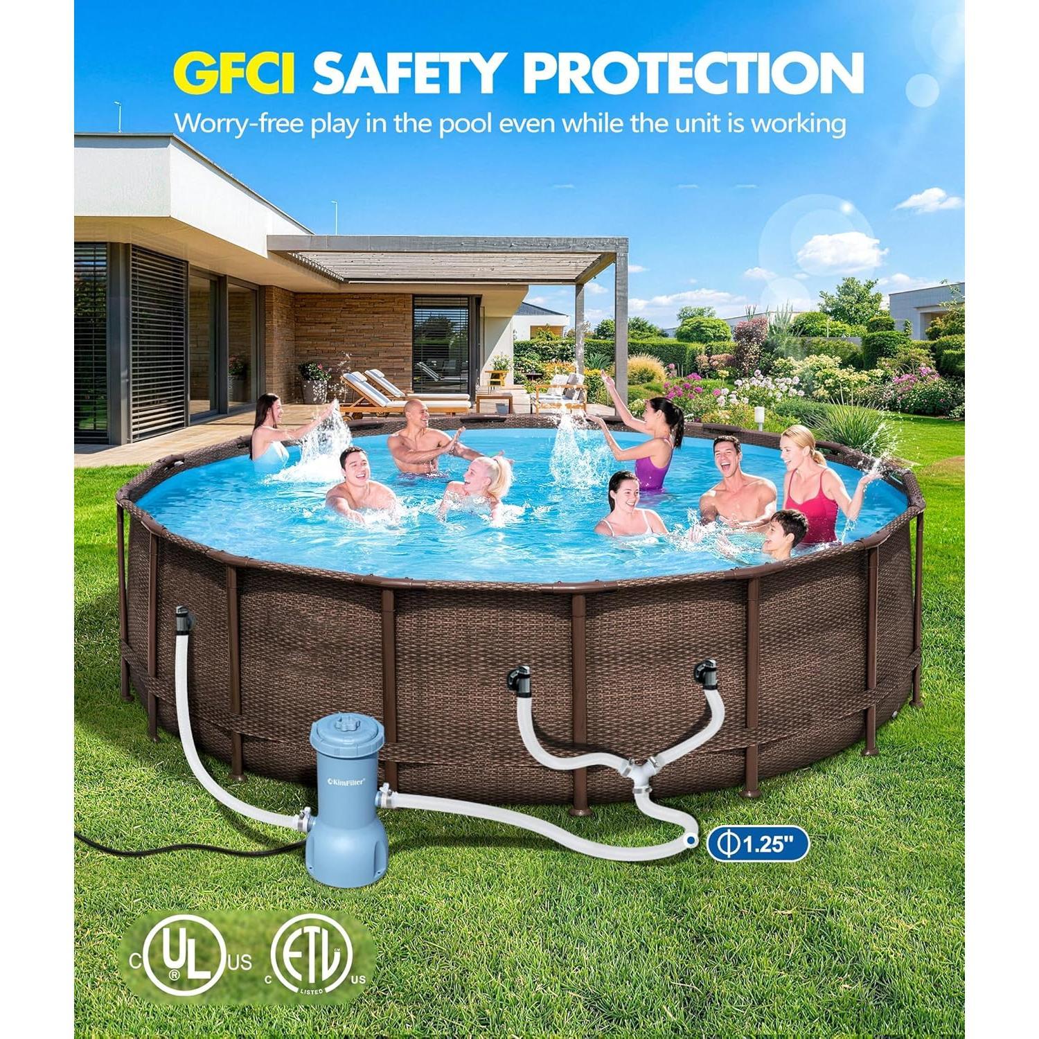 Pro Series 1000 GPH Above Ground Pool Filter Pump,  Pool  Filter Pump, Water Circulation and Filtration System -Improved Water Clean & Clarity, Pools Pumps Above Ground-Blue