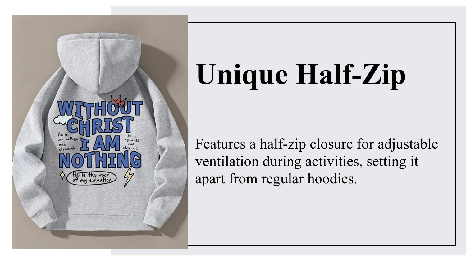 Men's Half-Zip Hoodie, Casual Loose-Fit Hooded Sweatshirt, Half Zip Pullover, Perfect for Daily Wear, Comfortable Fabric, Ideal for Fall & Winter Seasons