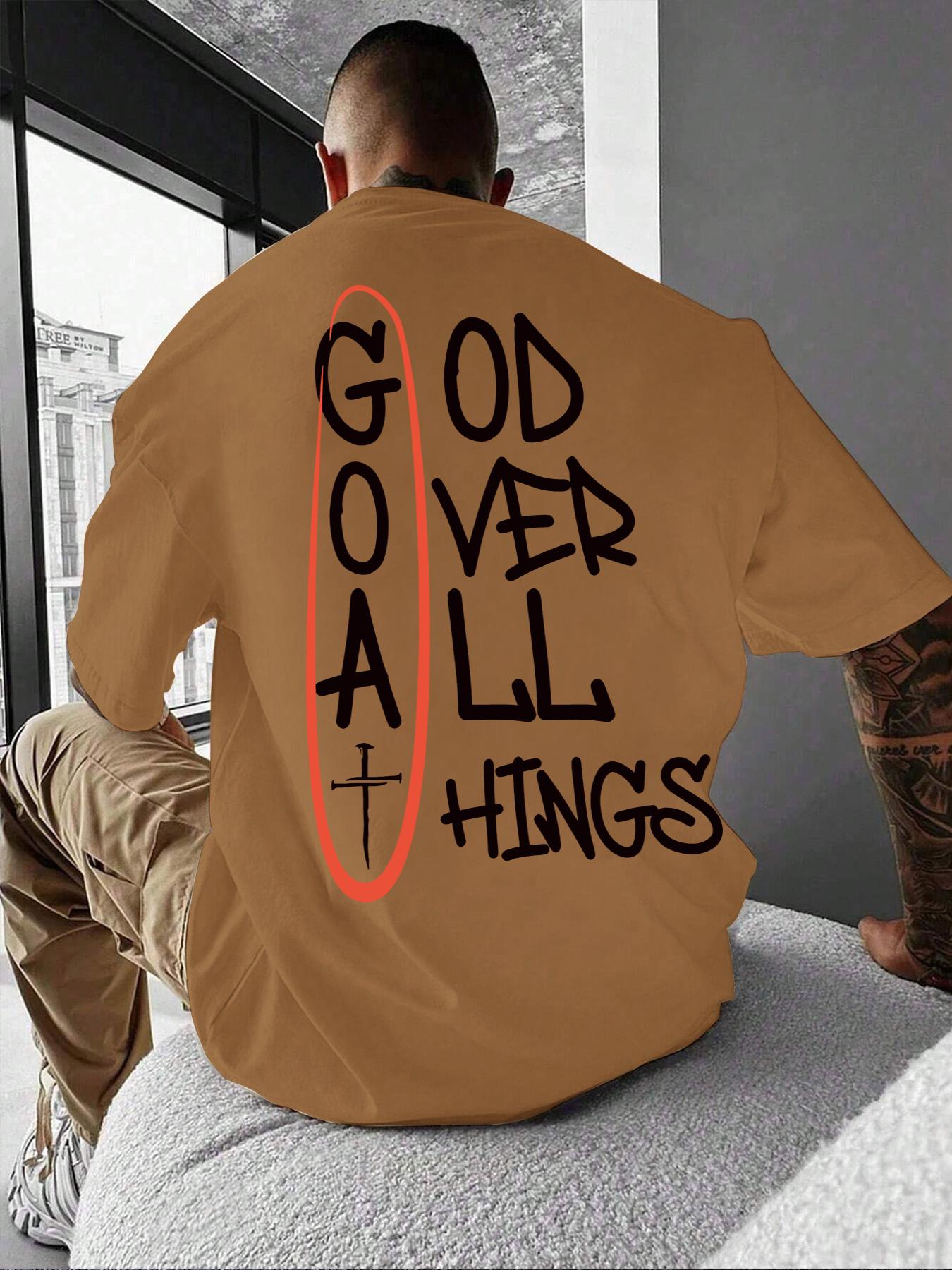 Men's Letter Print Round Neck Tee, Loose Street Fashion Short Sleeve T-shirt for Daily Wear, Casual Comfy Top for All Seasons