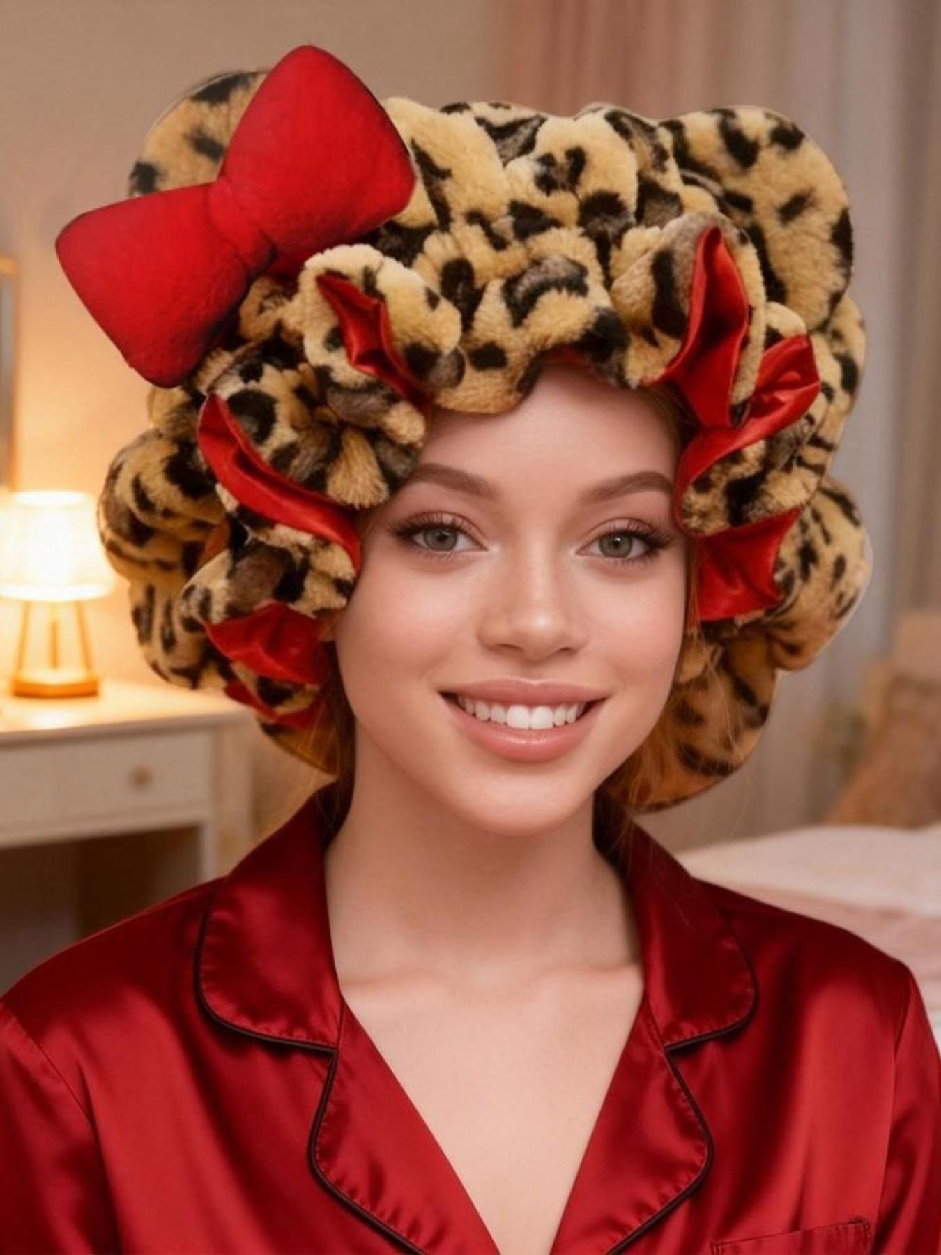 1PC Women' Teddy Bear Bonnet Adjustable Plush 3d bonnets, Plush Teddy Satin-lined Bonnets，Breathable Sleep Bonnet for New Year Parties, Holiday & Winter Events， - Cute Hair Care Cap for Themed Events & Casual Attire