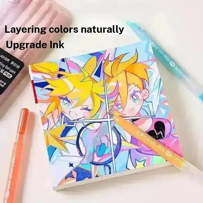 Colored Gel Pen (12pcs/set), 1mm Needle Tip Gel Pen, Large Capacity Ink Pens, Art Supplies for Diary, Card, DIY, Coloring, Doodling, Scrapbooking Supplies, Colorful Precision Pens, Acrylic Painting Pen