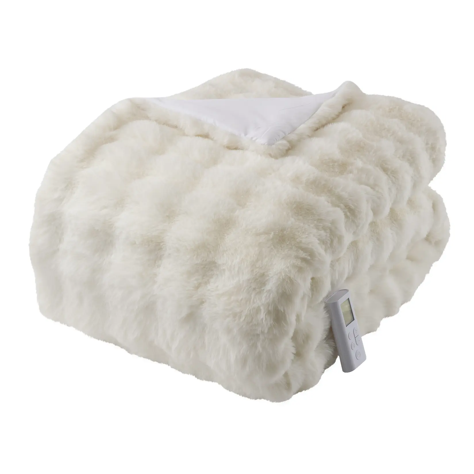 Fluffy Heated Comforter Blanket with Wireless Controller 90x90 / 90x104 inch, Faux Rabbit Fur Bubble Comforter, 6 Heat Levels & 10 Hours Auto-Off, Winter Warm Luxury Fuzzy Bedding Comforter