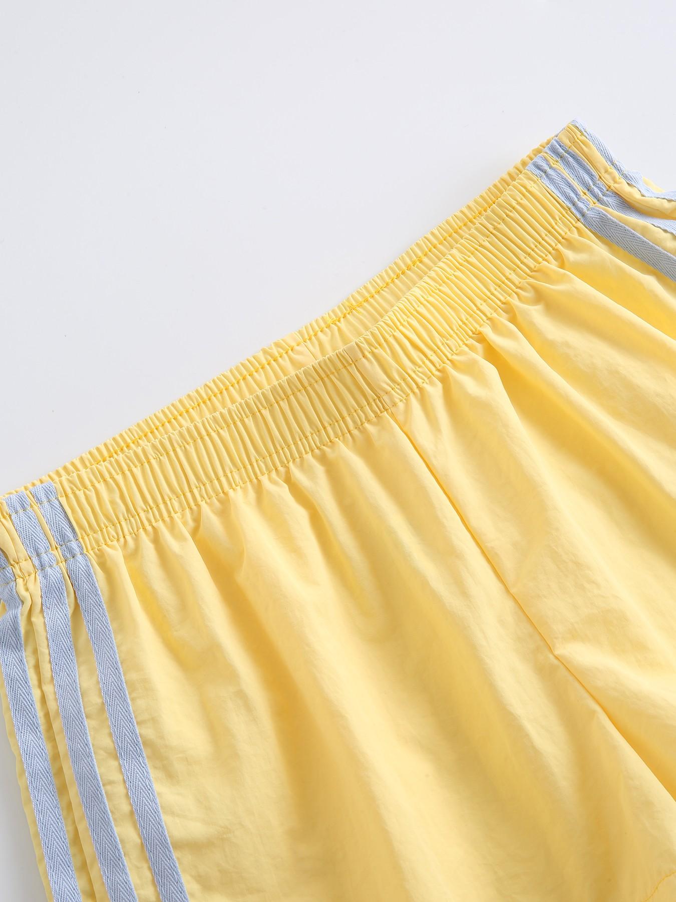 Women's Summer Striped Lightweight Athleisure Shorts, Elastic Waist Loose-Fit Workout Shorts, Casual Beachwear, Multiple Colors Available, Loose Sporty Shorts