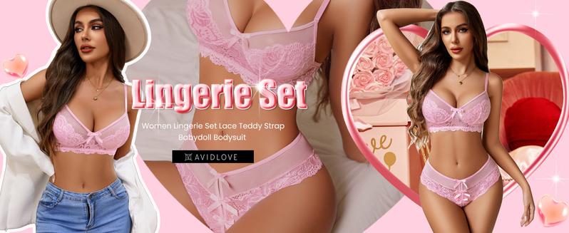 Avidlove Lingerie Set for Women Lace Bra and Panty Sets 2 Piece Lace Outfits S-XXL