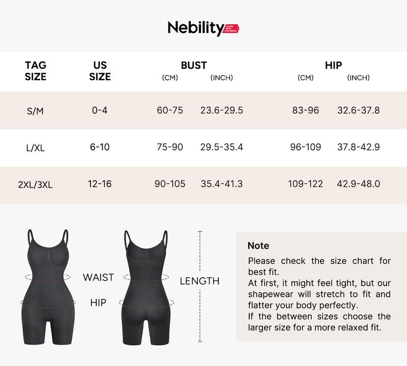 Nebility Womenswear Seamless Skin Friendly Cami Mid Thigh Bodysuit for Effortless Styling Basic Compression Corset Shapewear Romper