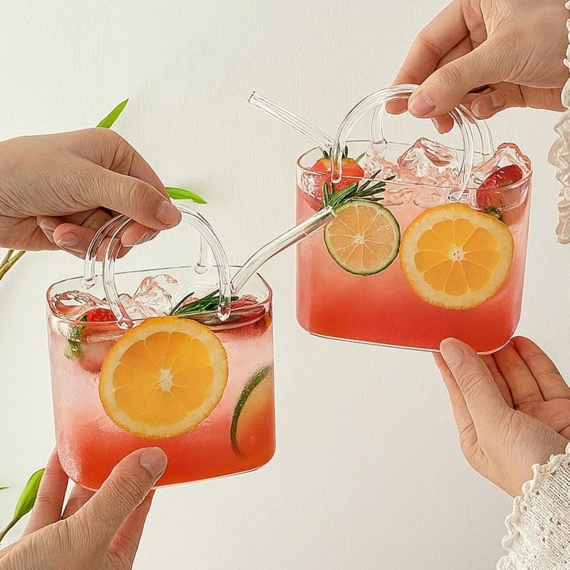 1pc Large Capacity Glass Cup, Creative Handbag Shape, High Borosilicate Glass Cup, Can Be Used As Fish Tank Or Vase,  Ladies' Party Gift Creative Drinking Mug，25Oz/750Ml