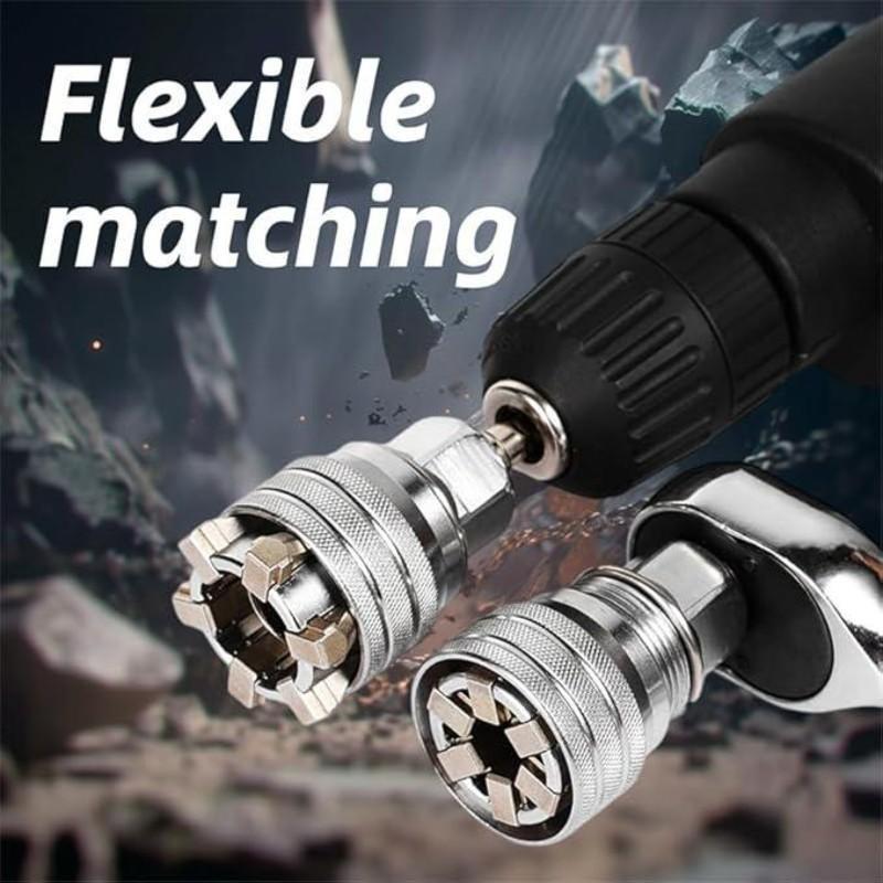 Multi-Function Universal Socket Wrench Tool, Adjustable Universal Socket Wrench, Ratchet Torque Wrench, Power Drill Accessory, Multifunctional Wrench