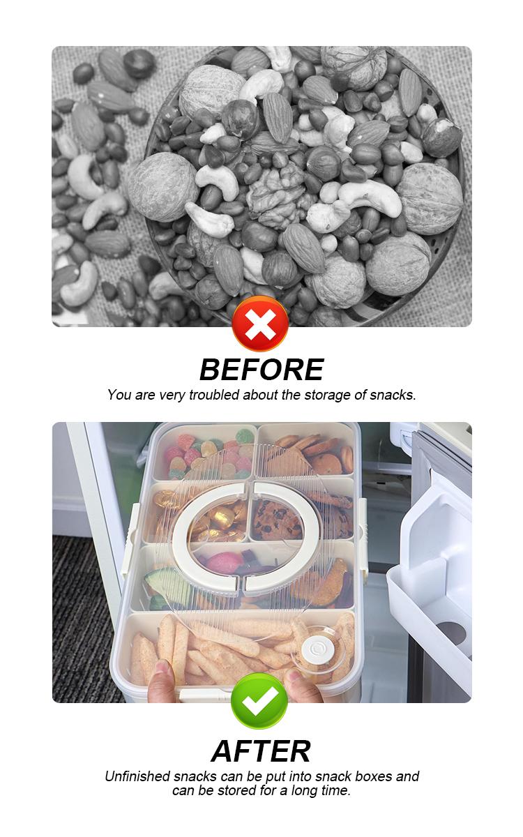 Dual Layer 16-Grid Divided Serving Platter with Lid, Large Capacity Snack & Appetizer Tray Organizer for Hosting and Travel