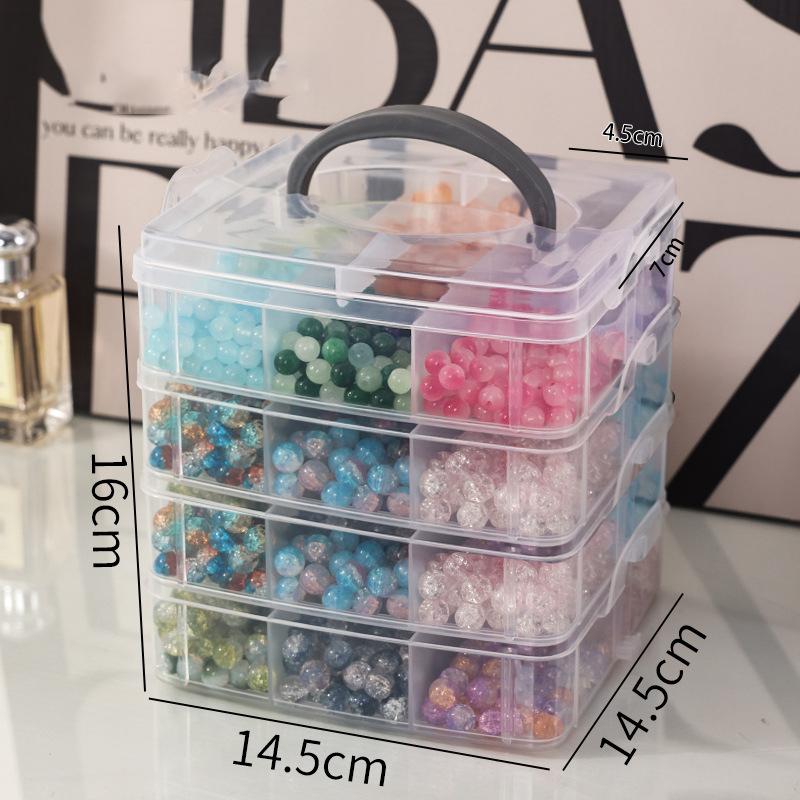 3 Tier Stackable Multi-Purpose Organizer with Compartments - Versatile and durable organizer for kitchen, bathroom, bedroom, jewelry and crafts - Multi-colored snap closure design, jewelry box, 4 people use it together, Jewelry Storage Box