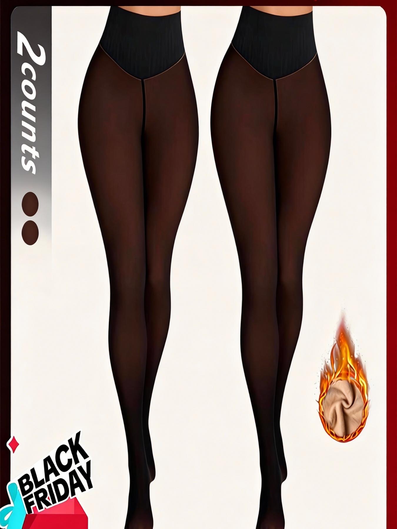 Women's Fall Winter Fleece Lined Warm Transparent Tight Pants Stockings, High Waisted Butt Lift, Slim Fit, Sporty Style Women Pantyhose