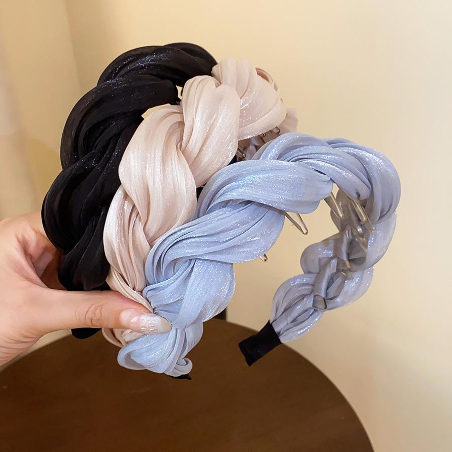 Korean Style Pleated Headband for Women, Wide Headband with Textured Fabric, Soft Stretch Hair Band, Stylish Hair Accessories for Washing Face, Skincare, Makeup, Everyday Wear