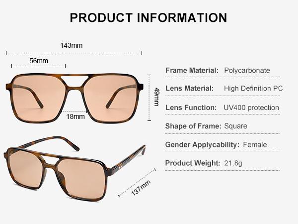 SOJOS Trendy Vintage Aviator Square Sunglasses For Womens Mens Retro 70s UV400 Women Sun Glasses