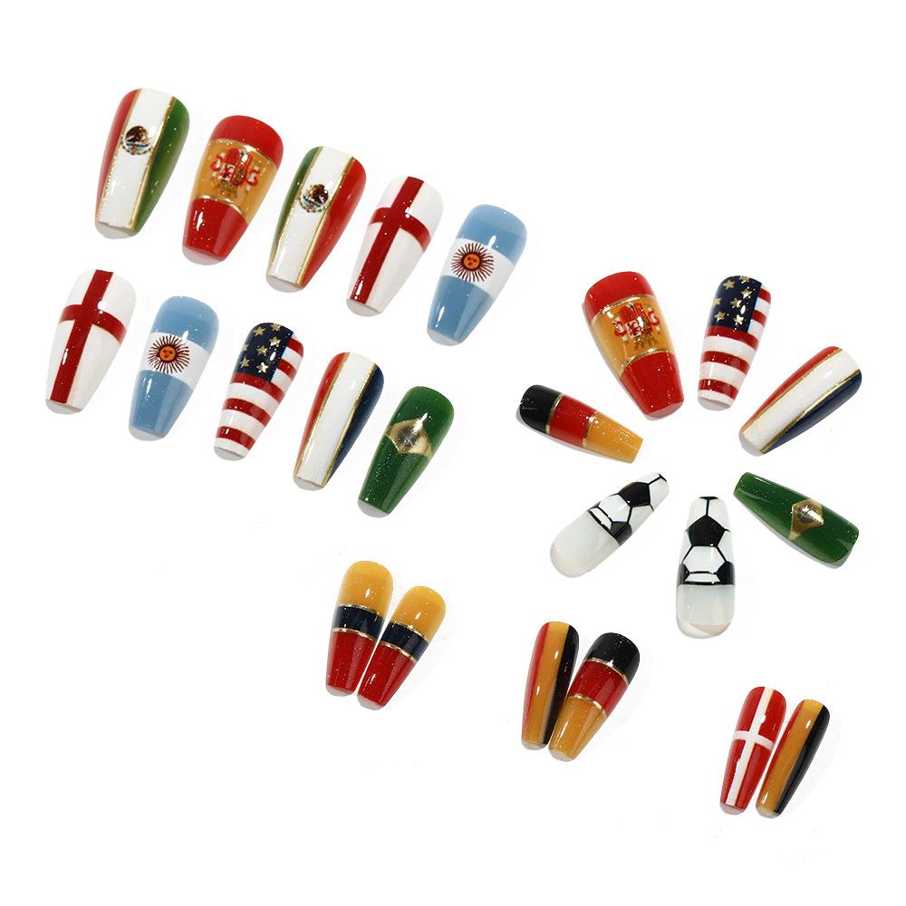 Football Theme Nail Art, Detachable False Nails Sj13, European & American Style, Removable Manicure Stickers, Model Xinghao T359