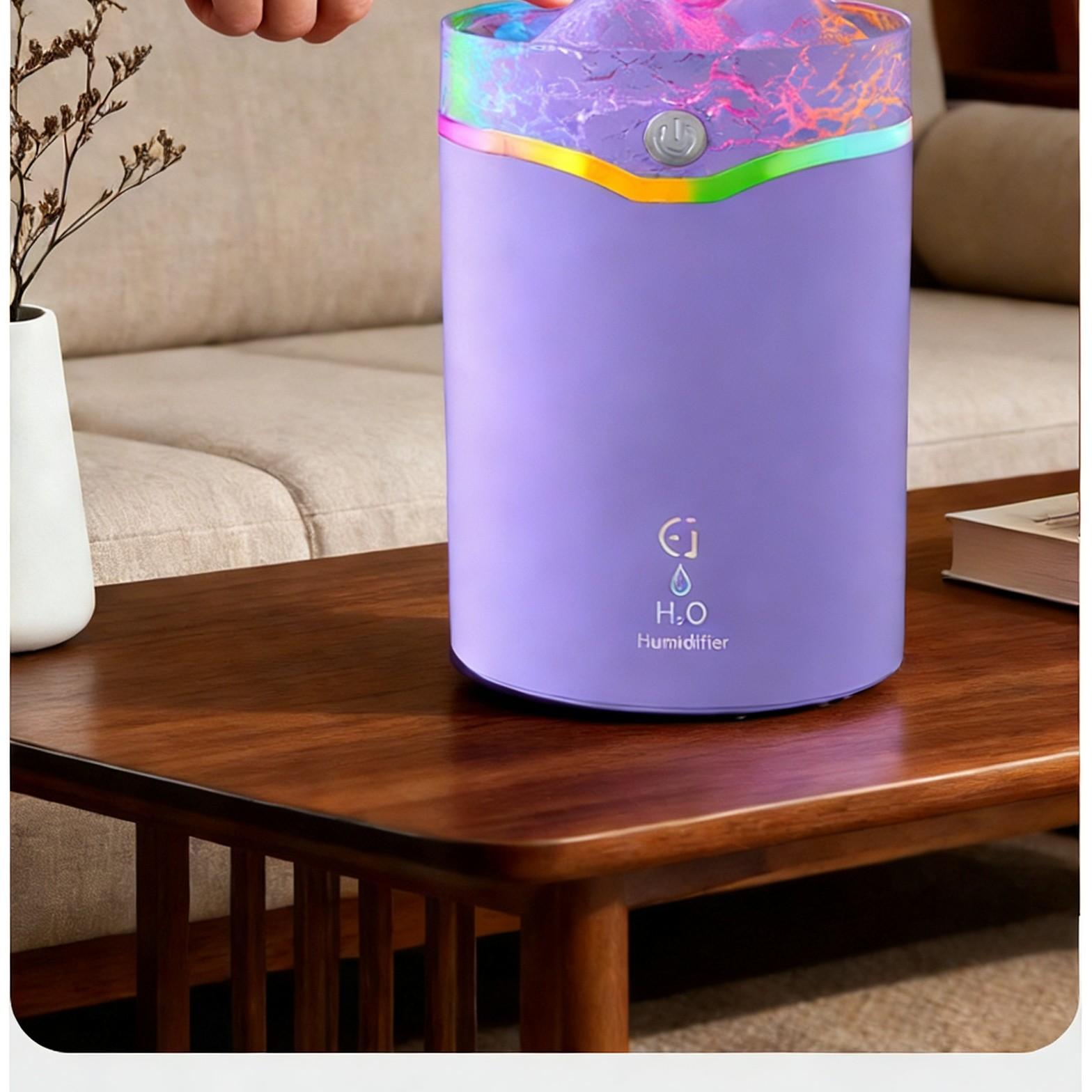 Volcano Simulation Aroma Lamp Humidifier, Home Bedroom Desktop Silent Mist Spray, Colorful Atmosphere Light, Quiet Water Sprayer