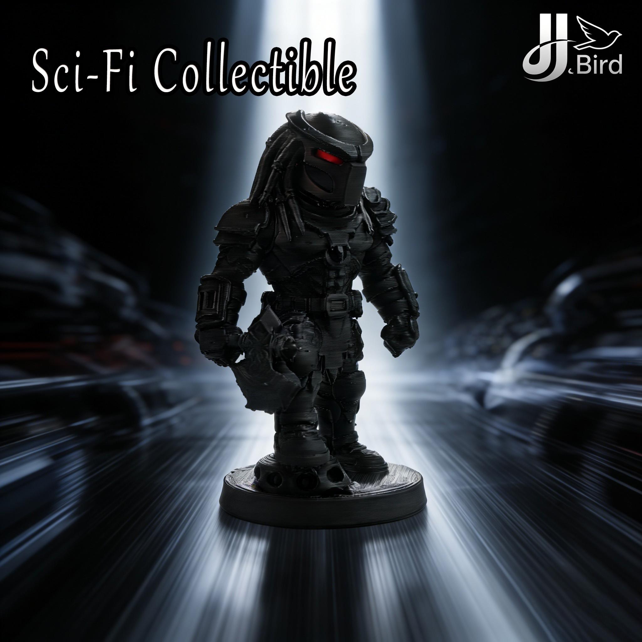 Alien Hunter Warrior Model Decoration, Collectible Figure, Home Room Bookshelf Decor, Desktop Ornament, Sci-Fi Dark Style Statue