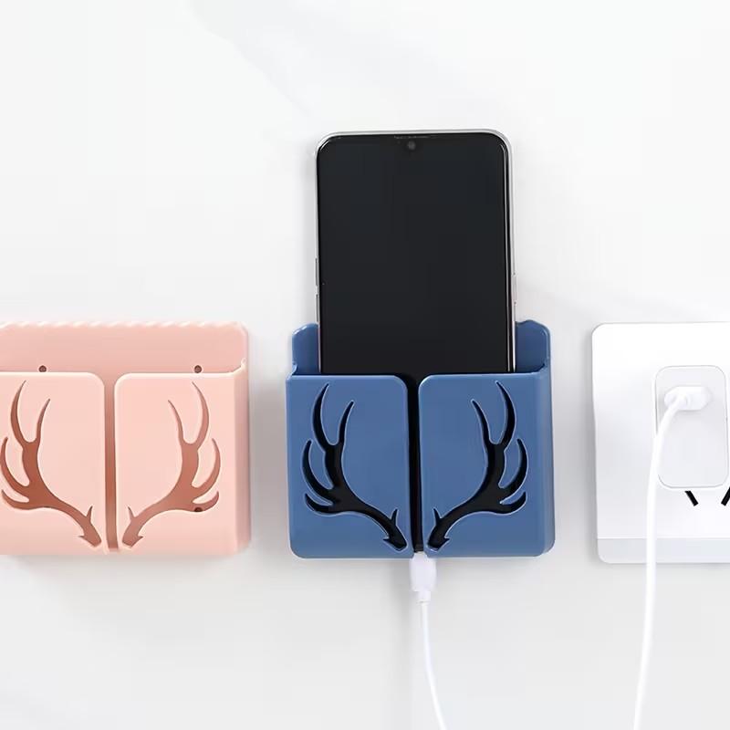 Wall-Mounted Remote Control Storage Box, Phone Charging Stand, Office Supplies Organizer, Convenient Hanging Compartment, 1pc