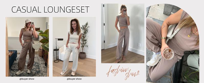 Naeduo Women's Two-Piece Outfits Casual Lounge Sets Cropped Cotton Tops & High Rise Sweatpants Tracksuit with Pockets for Spring & Summer for Hyrox