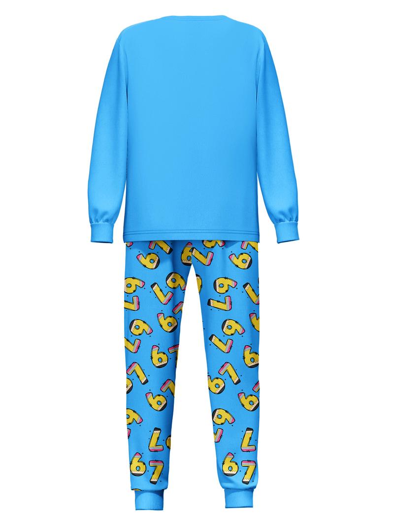 #67 Printed Long Sleeve Pants Pajama Set, Cute Cartoon Design for All Seasons, Perfect Gift for Reading Festival,Kids Valentine Pajamas,World Book Day Pajamas for Kids, Cute Storybook Style Sleepwear, School Event Outfit