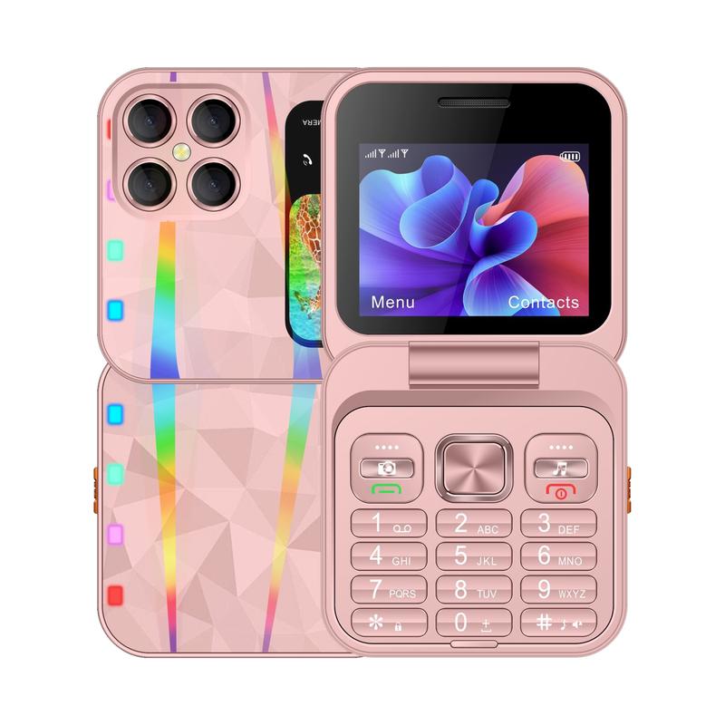 FUFFi-Foldable Mini Phone ，Glowing , 2.4 Inch Display, Dual Sim Support, Fm Radio, Fun Student & Kids Mobile Device
