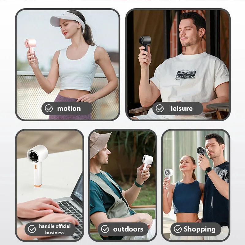 1Count N68 Handheld Fan Portable Turbo Fan Air Cooler 100 Wind Speeds Adjustment High Speed Fan