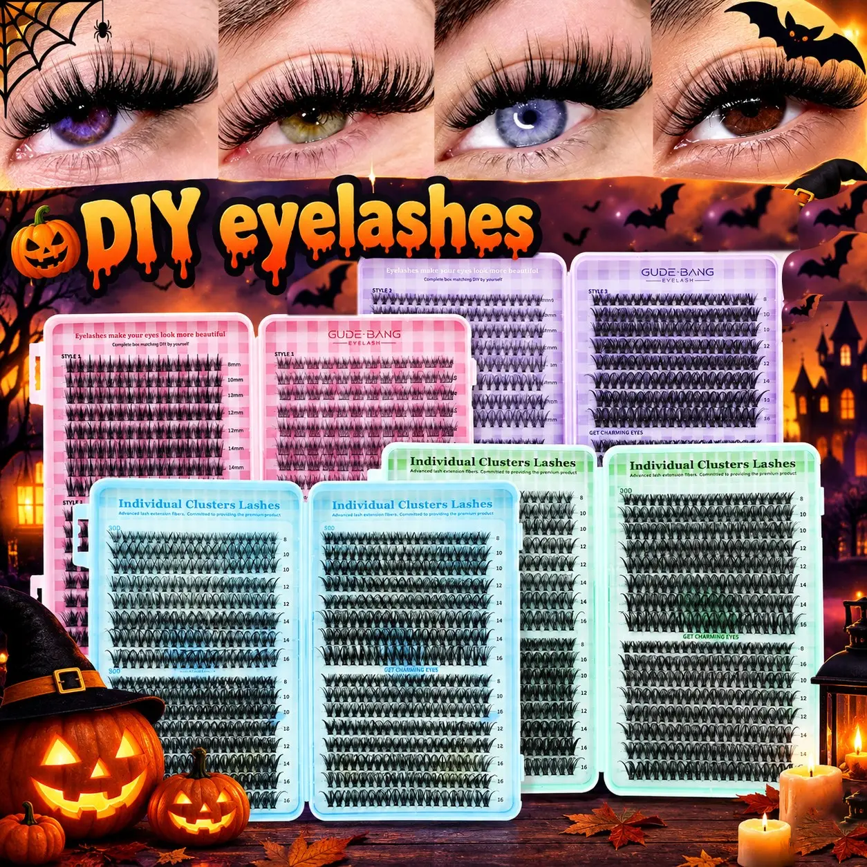 2320PCS eyelash bundles, DIY Lash Clusters, Fairy Style Individual False Eyelashes, Wispy Volume Cluster Lashes, Mixed Lengths, Easy At-Home Eyelash Extensions, Halloween Makeup.