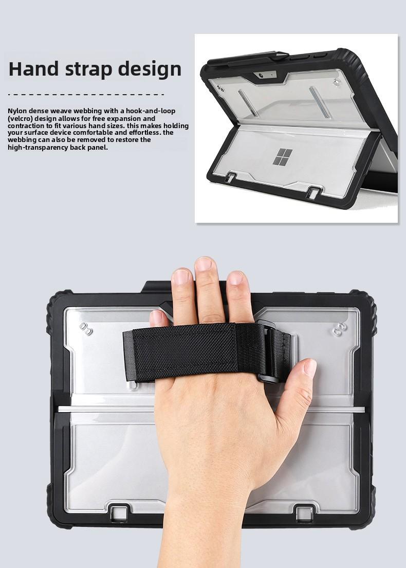 Heavy Duty Shockproof Case for Microsoft Surface Pro 7/8/9/X, Surface Go 4/3/2/1, Soft TPU Protective Cover with Built-in Pen Holder & Magnetic Bluetooth Keyboard Support, Rugged Full Body Protection for Surface Tablet