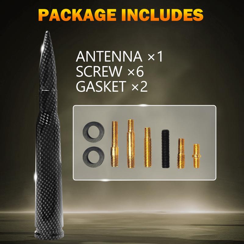 AUXITO 14cm Carbon Fiber Bullet Antenna Mast Power Radio AM/FM Replacement Universal,For Motorcycles Cars Street Rods Show Cars Classics